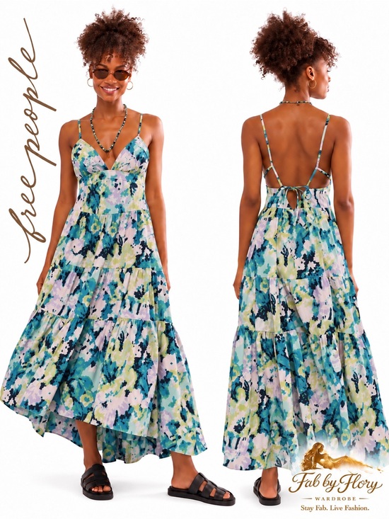 Free People Dresses & Skirts - Free People Long Love Floral Tiered Maxi Dress – Size M – Like New